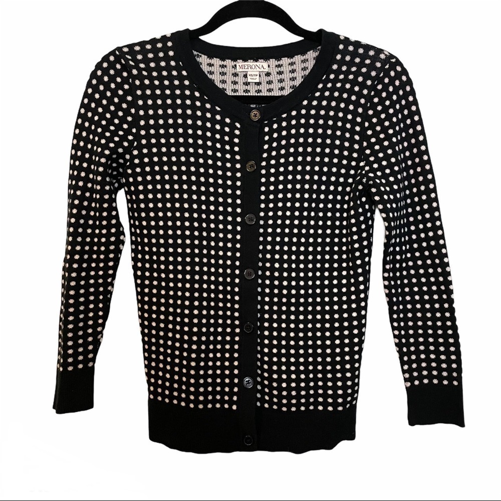 Merona Black and White Polka Dot Y2K Sweater Sz. XS/TP